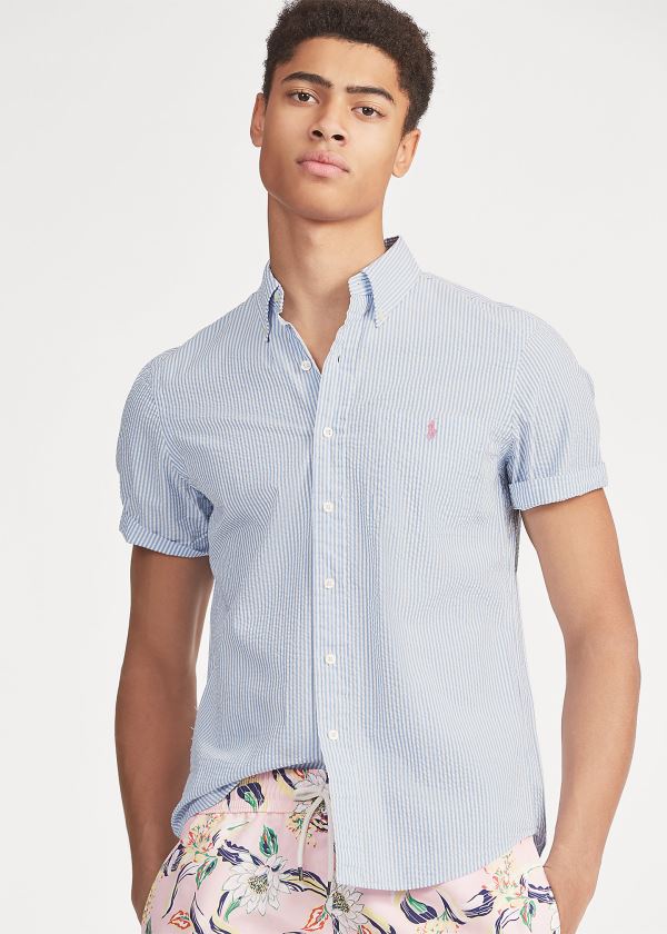 Men's Polo Ralph Lauren Classic Fit Seersucker Shirts | 950218ALB